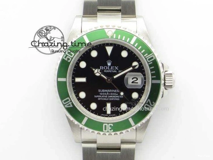 MiroTime 0523 SoftTouch Submariner 16610LV SS Green Metal Bezel JF 1:1 Best Edition Black Dial On SS Bracelet SH 3755